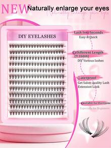 240pcs D-Curl Flared Individual Eyelashes, Length 9-16mm, Mixed Styles, 30D/20D Mixed Segment False Eyelash Book, D-Curl Thick & Long Lashes, Suitable For Daily Wear - D - View 4