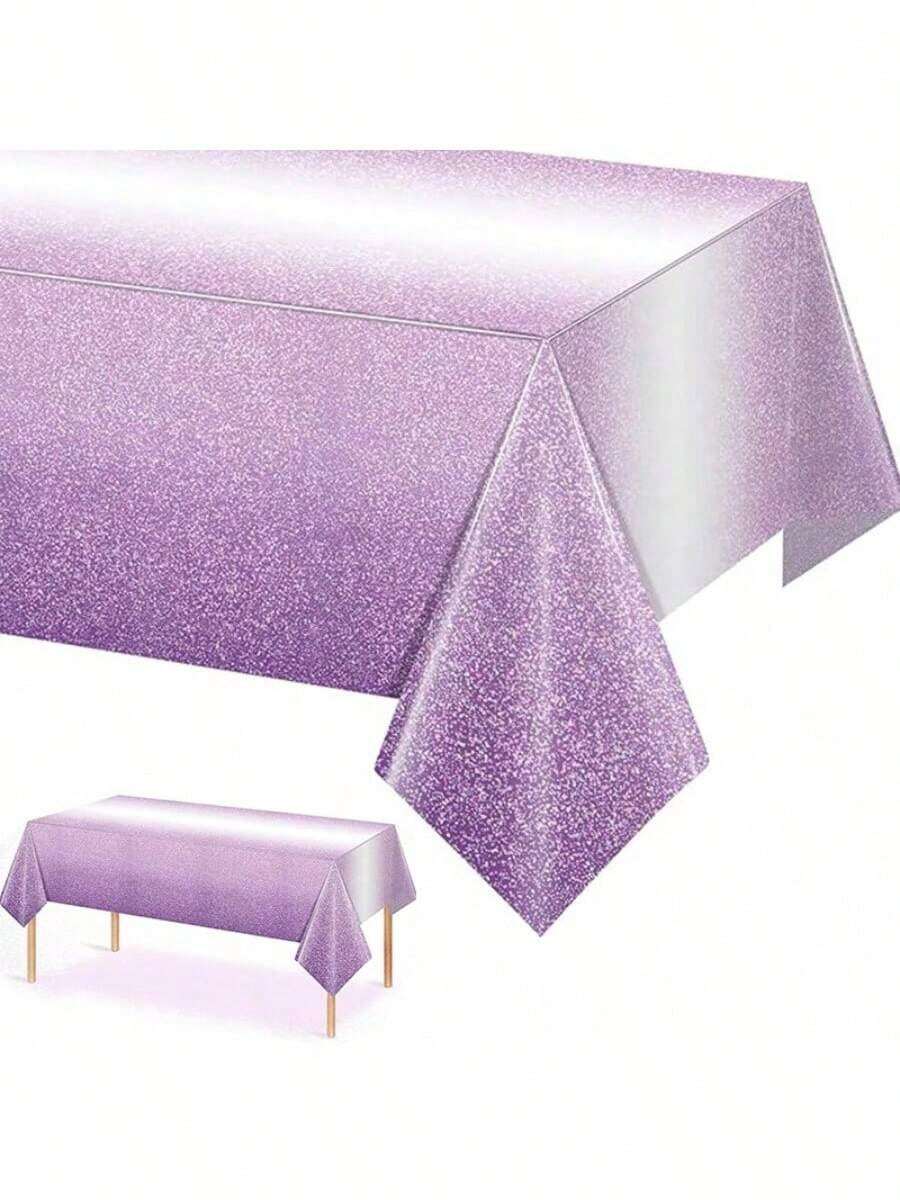 1/3pcs Ombre Light Purple Disposable Plastic Tablecloth, High Quality Rectangle Party Tablecloth For Wedding, Birthday, Anniversary, Bachelor Party Decoration, 54 X 71 Inches