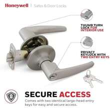 Honeywell recto entrada manilla para puerta, Tradicional,(Níquel Satinado) - Multicolor - Ver 5