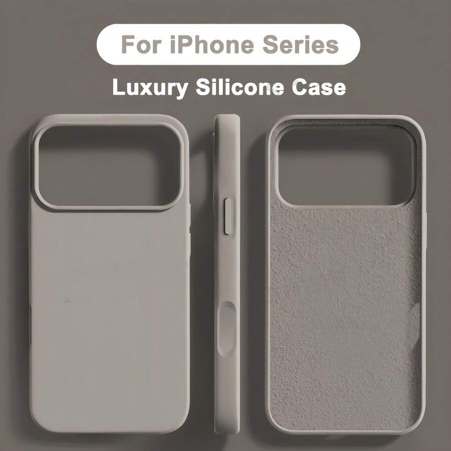 Compatible With IPhone 17 17 Air 17 Pro 17 Pro Max Case Liquid Silicone 3 Layers Full Covered Soft Gel Rubber Phone Case,Shockproof Protective Cover With Anti-Scratch Microfiber Lining For IPhone 13 11 16 Pro Max 15 14 Plus 12 Mini XS Max 7 8 Plus - Titanium Primary Color - View 1