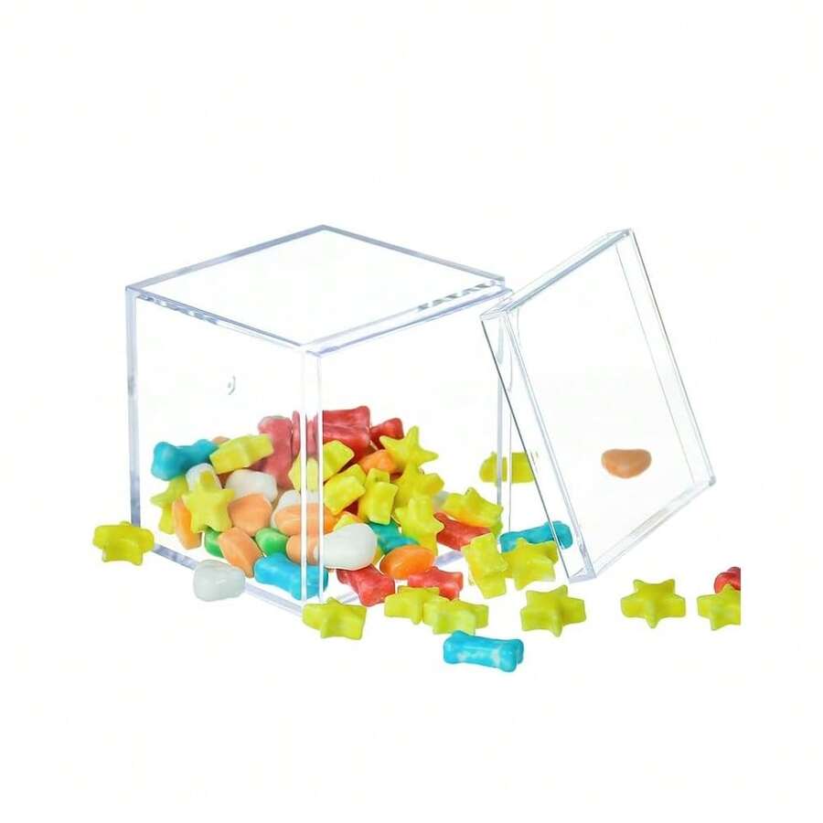 Caja acrílica con tapa, cubo cuadrado transparente pequeño, contenedor de almacenamiento transparente para dulces, joyas, decoraciones de fiesta, caja de dulces, 2.2x2.2x2.2 pulgadas - 2,2 x 2,2 x 2,2 pulgadas - Ver 1