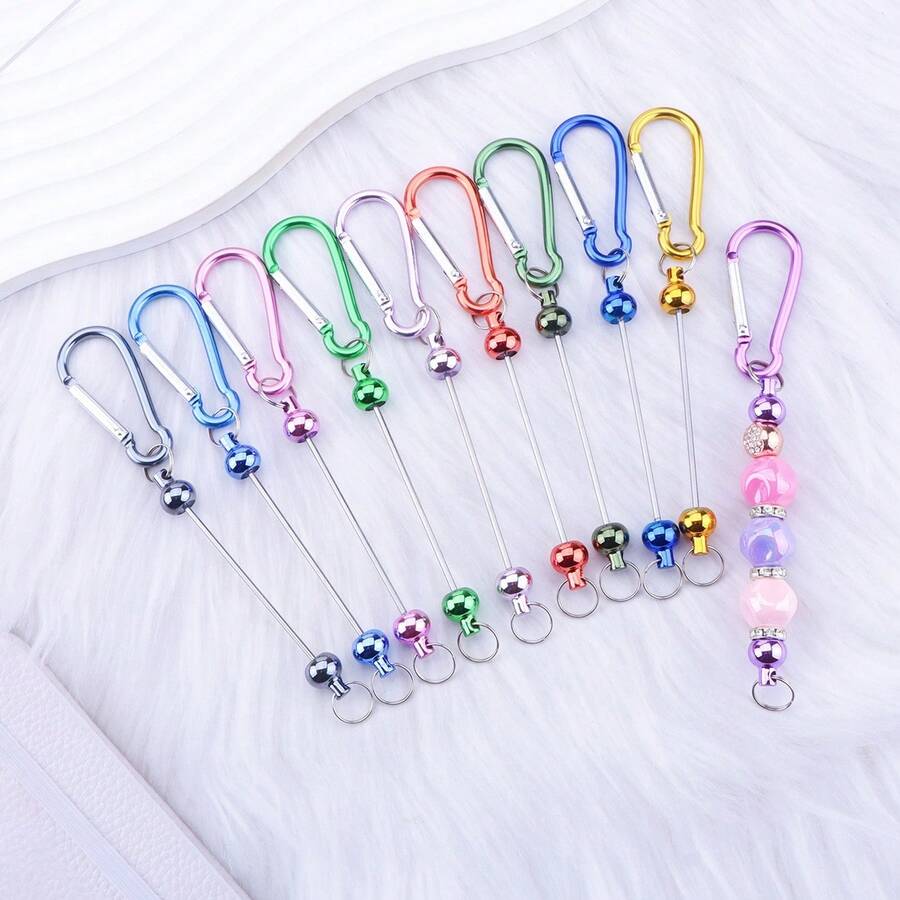 10pcs Holiday Explosive Diy Jewelry Beaded Keychain Production Kit Carabiner Silicone Beads Focus Beads Toy Accessories Gift Box DIY Material Package.