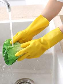 Household Cleaning Set, Non-Slip & Protective Rubber Gloves, Kitchen Cleaning Sponge Cloth, Kitchen Cleaning Supplies, Essential For Kitchen, Bathroom, Living Room, Toilet, Window Sills, Faucets, Stove Gaps, Home Cleaning Household Items (Random Delivery) - Yellow - View 4