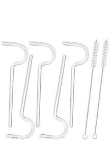 4pcs/3pcs/1pc Anti-Wrinkle Lip Straws, Anti-Lipstick Straws, Lipz Style Straws, Curved Flute Straws With Cleaning Brush, Easy To Clean, Reusable, Halloween And Christmas Party Supplies - Transparent - View 13