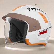 1pc Lightweight Retro Motorcycle Half Helmet, 3/4 Open Face, Riding Gear, Fashionable Winter Warm Motorcycle Helmet, Quick Release Buckle, Christmas/Holiday Gift