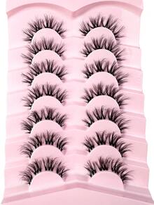 7 Pairs Luxury Fluffy False Eyelashes - Dense & Lengthening, 3D Lash Effect, Comfortable & Transparent, Reusable, Soft & Lightweight, Faux Mink Lash Strips For Alluring Eye Makeup - Cat eye Lashes - View 4