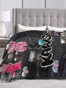 Kawss Kawaii Kaw  Blanket Flannel Blanket, Super Comfortable Winter Warm Blanket Summer Air Conditioning Blanket, Soft And Light Bed Sofa Decoration, Not Easy To Shed, Machine Washable - màu đen - Xem 7