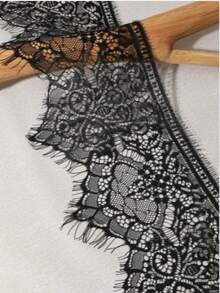 3米波浪形蕾丝花边，18厘米宽单边蕾丝花边，尼龙无弹力蕾丝滚边，适用于DIY连衣裙、半身裙、服装装饰 - 黑色 - 查看 6