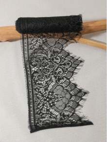 3米波浪形蕾丝花边，18厘米宽单边蕾丝花边，尼龙无弹力蕾丝滚边，适用于DIY连衣裙、半身裙、服装装饰 - 黑色 - 查看 1