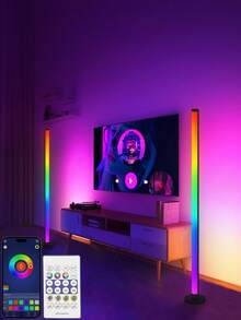 1 件 RGB 变色落地灯，遥控室内卧室 USB 插头壁角灯，带音乐节奏传感器的氛围灯，适用于客厅卧室