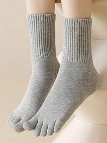 1/3/6双装男士时尚复古抗菌五趾袜，百搭可爱中筒袜，适合日常穿着和运动，春/秋/冬三季皆宜 - 彩色 - 查看 7