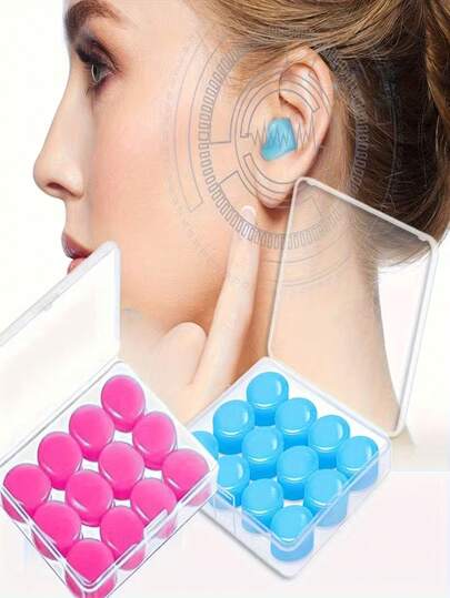 6/12pcs (Blue/Pink/Transparent/Wine Red) Flexible Silicone Reusable Earplugs - Suitable For Concerts, Swimming, Snoring And Flying; Noise Reduction, Ear Protection, Comfortable Design, Sleep Earplugs, Improve Sleep.