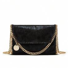 [Daily Comfort]1 Piece Women's Black Shoulder Chain Crossbody Bag - Soft Handwoven Polyester Fiber, Zipper Closure, Fashionable And Versatile, Suitable For Daily Use, Multifunctional Crossbody Bag | Minimalist Handbag | Soft Polyester Bag, Small Crossbody Bag - 黑色槍金屬鏈 - 查看 5