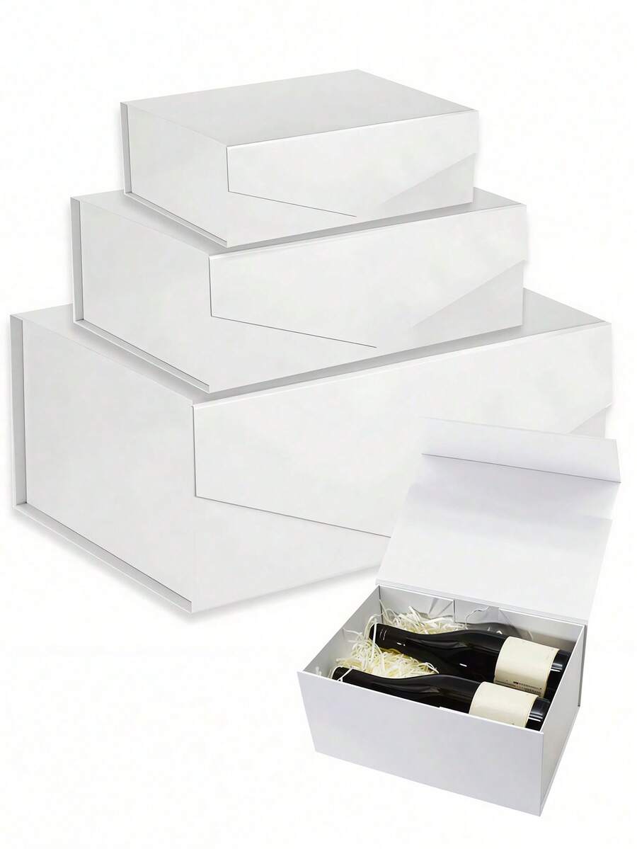 特大号礼盒，白色大号磁性礼盒，带磁性盖，适合装礼物、伴娘邀请函、衣物和超大件礼物 - 白色 - 查看 1