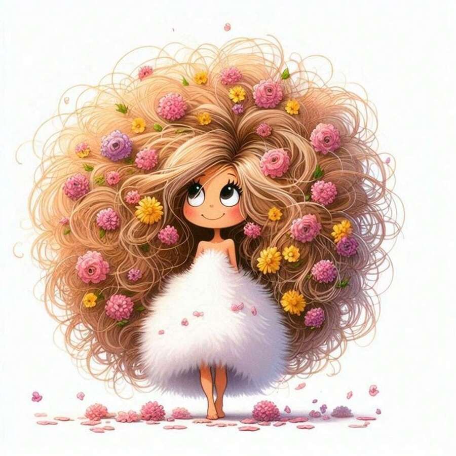 1 pieza Kit de pintura de diamantes 5D, tamaño pequeño, patrón de niña con peinado divertido y explosivo, juego completo de pintura de diamantes, para principiantes adultos, decoración de pared del hogar y regalo de arte de diamantes