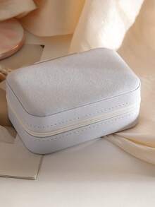 1个旅行首饰盒，小型PU皮革首饰收纳盒，适合女性和女孩，便携式双层迷你首饰盒，可收纳耳环、戒指、项链，带可拆卸隔板，多功能首饰整理盒 - 彩色 - 查看 17