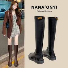 Botas altas con hebillas, botas con suelas gruesas, botas marrones hasta la rodilla - marrón oscuro - Ver 1