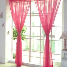Sheer Window Panel, Blackout Rainbow Curtains, Rod Pocket Curtains For Playroom, Living Room, Bedroom, 39.3"*78.7", 1 Panel - 玫紅色 - 查看 2