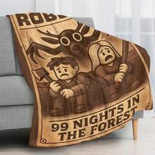 1pc 99 Nights In The Forest Game Printed Flannel Throw Blanket, Sofa Blanket, Suitable For All Seasons, Comfortable Bed Sheets, Sofas, Camping, Travel, Office Essentials, Perfect Holiday Gifts, Couple Gifts, Multiple Sizes To Choose From, Pet Friendly Home Decoration, Party Decoration, Lightweight And Durable Design, Modern Style, Pet Owner's Choice - 彩色 - 查看 7