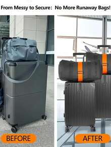 可调节重型行李带，适用于行李箱，可堆叠，解放双手，减轻重量，易于识别，可拉伸防水旅行带，带弹力绳，可连接两件行李 - 彩色 - 查看 7