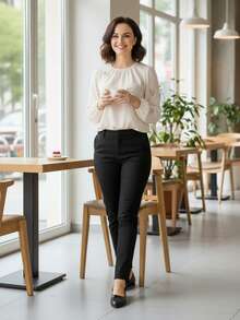 WHDXY 1雙女款新中式刺繡平底鞋，舒適軟底專業工作鞋，適合辦公室、通勤、長時間站立、空服員穿著 - 黑色 - View 8