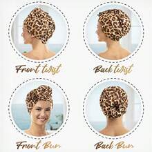 Ultra-Fine Microfiber Hair Towel Wrap And Wet/Dry Detangling Brush - - Anti-Frizz Turban For Curly Or Wavy Haired Women Girls And - Quick Drying - Good For Travel Leopard - Leopard - View 6