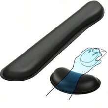 Keyboard Wrist Rest, Memory Foam Keyboard Wrist Rest, Smooth Fiber Keyboard Wrist Rest, Ergonomic Keyboard And Mouse Pad Set, Easy To Type, Relieves Hand Friction And Discomfort, Suitable For Laptops, Office, Study And Gaming, And Home Use. - Black - View 7