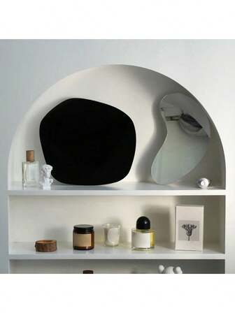 1pc Acrylic Mirror Tray, Silver & Black Dual-Color Acrylic Tray, Photography Shooting Prop, Decorative Display Plate For Atmosphere, Jewelry Background Display, Photography Shooting Prop, Acrylic Mirror Tray