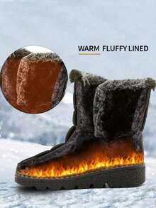 FZY New 2026 Winter Women's Ankle Boots And Short Boots: Stylish, One-Piece Mid-Calf Platform Boots With Adjustable Elastic Heels And A Thick, Fashionable Flannel Edging, Perfect For Winter Outdoor Activities And Can Be Paired With Valentine's Day Outfits. Available In Black, Red, Grey, And Blue. Women's Winter Clothing. A Top Choice For Valentine's Day Gifts. Stylish, Warm Black Ankle Boots; Comfortable And Versatile Low-Heeled Shoes; One-Piece Boots. Avant-Garde Elongated Women's Boots; Comfortable And Durable Concealed Wedge Boots. - 黑色 - 查看 2