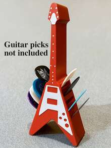 Suporte para Palhetas de Guitarra com 10 Ranhuras em Formato de V - Material de Plástico Durável, Design com 10 Ranhuras, Superfície Resistente a Arranhões, Ergonômico, Adequado para Guitarras Elétricas, Acústicas e Clássicas - Presente Ideal para Guitarristas, Essencial para Entusiastas de Guitarra, Produtos Relacionados a Guitarra, Acessórios de Guitarra, Caixa de Armazenamento de Palhetas de Guitarra - Multicolorido - Visão 9