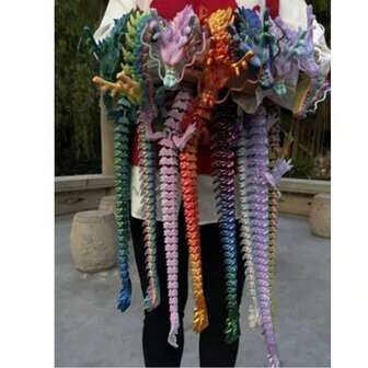 35,43 tum och 23,62 tum 3D-utskriven kinesisk drakestaty med flexibla leder, hem- och bilinredning, skrivbordsdisplay, kreativ samlarleksak, julklapp