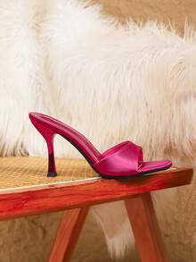 大码女式时尚尖头细高跟凉鞋，性感优雅，适合街头、派对、宴会、正式场合、职场等各种场合，露趾套脚高跟鞋，酒红色，春夏穿搭 - 玫紅色 - 查看 5