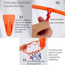 1pc No-Drill Indoor Basketball Hoop, Quiet Basket - Wall-Mounted Foldable Basketball Rack, Space-Saving Design - Durable Structure - Suitable For Home Or Office Play, Indoor Entertainment And Games, Holiday Gifts, Indoor/Outdoor Sports, Suitable For Sports Activities And Home Decor, Basketball Accessories - Multicolor - View 8