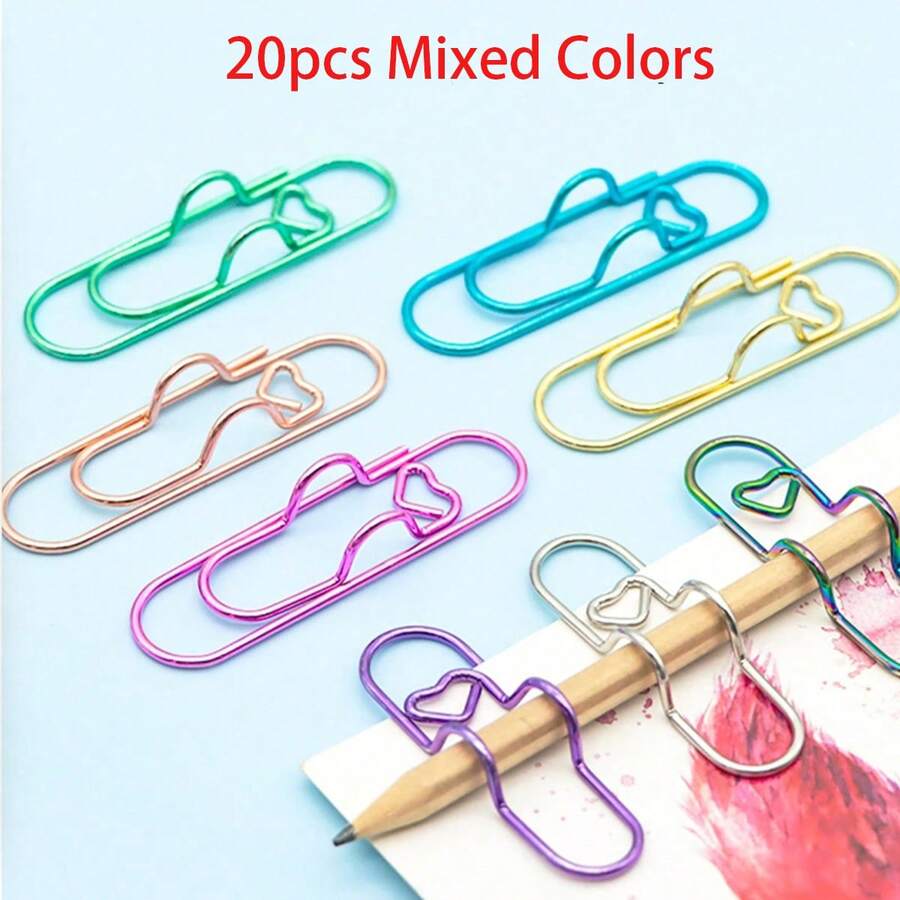 20pcs Stainless Steel Multi-Functional Metal Clips Set, Large Capacity Notebook & Journal Accessories With Pen Holder, Office & Study Supplies Organizer - Multicolor - View 1