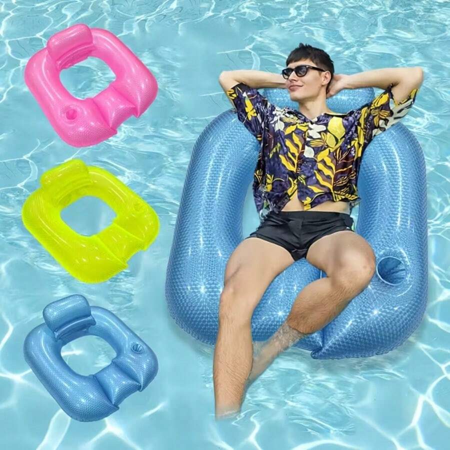 Large Adult Inflatable Floating Lounge Chair, Portable Backrest Swimming Pool Float, Inflatable Lounger Sofa - Multicolor - View 1