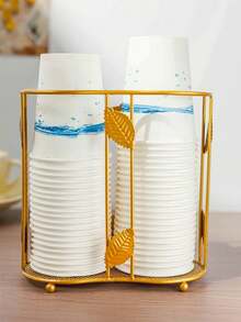 1pc Disposable Cup Dispenser, Tabletop Water Cooler Cup Holder, Home Use Paper Cup Rack, No Drilling Required - Multicolor - View 3