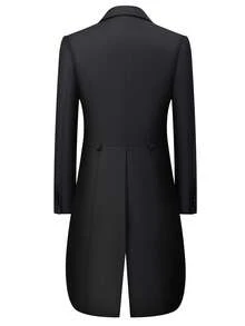 男士燕尾服外套 - 长款黑色晚礼服燕尾服，尖领，奢华婚礼晚宴演出服装，合唱团指挥黑色外套（仅限外套） - 黑色 - 查看 3