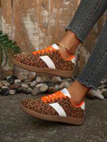 1 Pair Fashionable, Versatile, Comfortable, Breathable, Durable Plus Size Casual Sports Shoes, Thick Sole Lace-Up Athletic Sneakers For Teens, Summer New Arrival - Brown - View 3