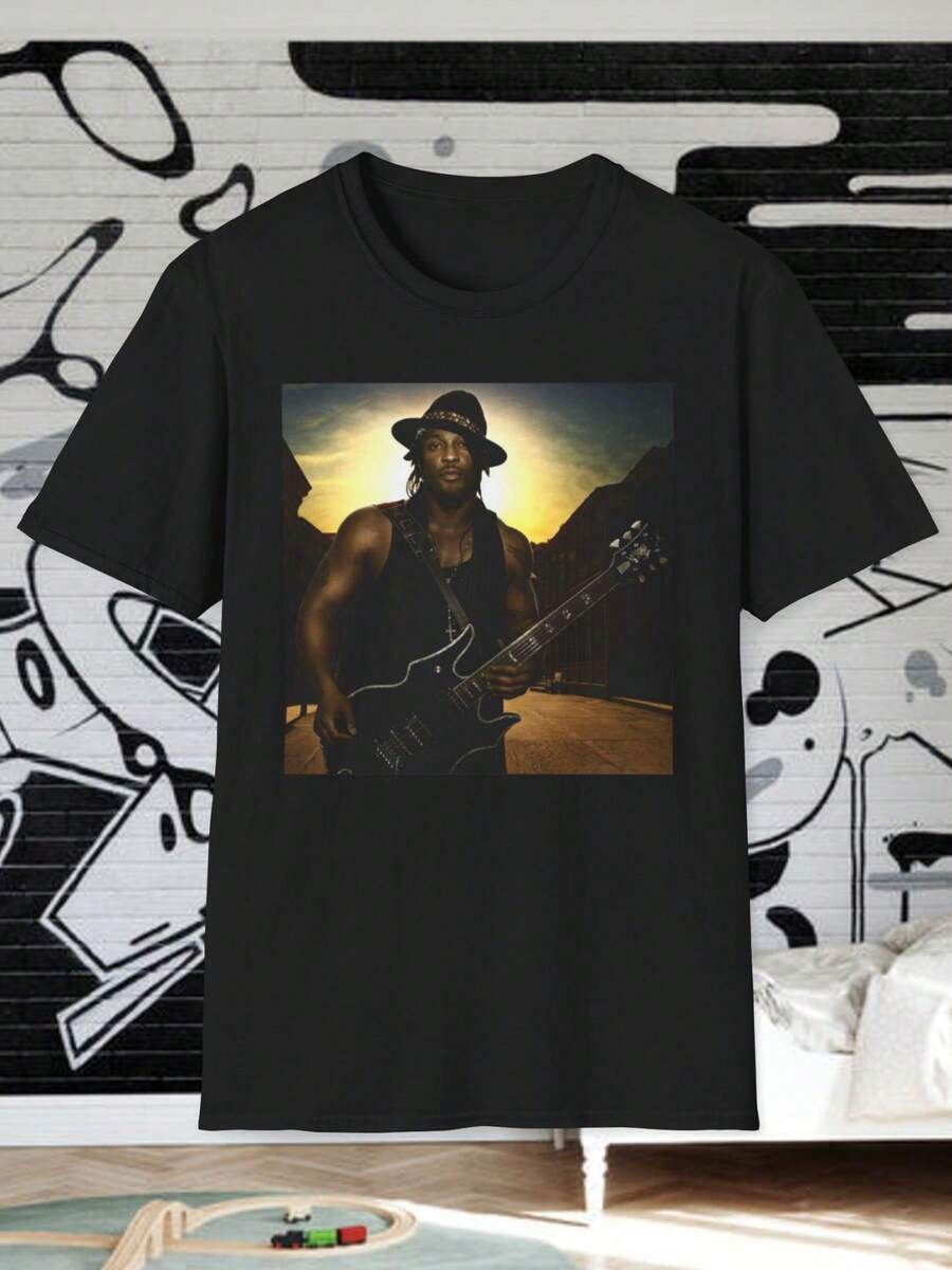 D39Angelo Shirt SLEPT-ON Guitar Photo RIP Soulquarian Tribute 90s Rb DAngelo Brown Sugar Voodoo Neo Soul Erykah Badu Max - màu đen - Xem 1