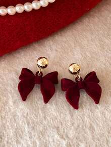 زوج أنيق من أقراط الفيونكة المخملية، مناسبة لأي مناسبة، هدية رائعة للنساء لرأس السنة الجديدة، عيد الحب، الاستخدام اليومي، التنقل، المواعدة، التسوق