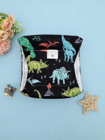 1 Tvättbart magbälte för hanhund (dinosauriemönster) - Blöjor för hanhund - Tvättbart magbälte för hanhund, blöjor för hanhund