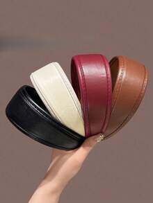 1件复古简约皮革宽发带，新款时尚女士发箍，高冠发圈配饰 - 彩色 - 查看 8