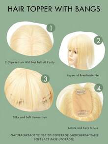 Invisible Clip-In Hair Extensions For Women - Real Human Hair Toppers, Straight Gray To White Gradient, A01 & A02 Styles, Perfect For Thinning Hair, Natural Look Toupee, Hair Thickness Solution | Natural Appearance | Secure Clip Attachments Seamless Natural Human Hair Topper For Women - Easy-To-Wear Invisible Toupee With 2 Clips, Straight Blonde Hair Piece To Elevate Style & Volume, Suitable For All Ethnicities - Multicolor - View 2