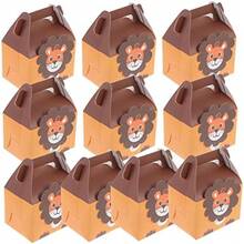 Bolsas De Regalos De Fiesta De León - Lindas Cajas De Dulces De León Para Cumpleaños Con Tema De La Jungla (MARRÓN,M) - Perro - Ver 2