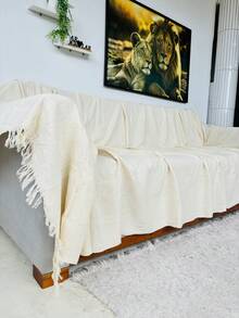 Set Of 2 Extra Large King Size Sofa Throws, Size 3 Meters X 1.80 Meters, Decorative For A Luxurious Home, 100% Cotton Reinforced Protective Cover - 原油 - 查看 2