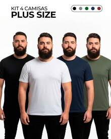 Set Of 4 Men's Plus Size T-Shirts, 100% Cotton, Basic Short Sleeve, Comfortable, Soft Touch, Breathable, Casual, Or A Single T-Shirt - 黑色/白色/海軍藍/綠色 - 查看 1