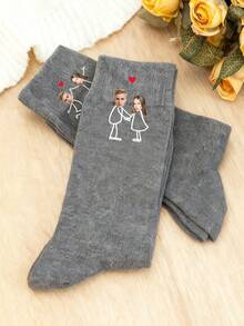1 Pair Custom Socks, Personalized Wedding Socks Embroidery, Custom Date Ankle Socks | Gift For Her | Wedding Socks | Anniversary Gifts | Custom Socks | Gift For Her | Unique Gift Personalized Custom Text Socks For Handsome Guys & Beautiful Girls, Interesting Customized Picture Crew Socks - Multicolor - View 5