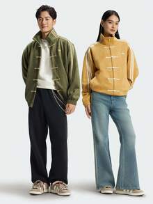 阿迪达斯 (ADIDAS) Adidas Originals CTT 3.1 SOFT 立领条纹拉链夹克，男女通用 CTT 3.1 SOFT 新款中国风宽松运动夹克 - 深灰色 - 查看 3