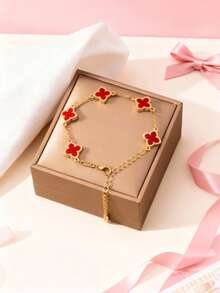 1pc Luxury Minimalist Four-Leaf Clover Bracelet, Unique Accessory - one-size - View 4