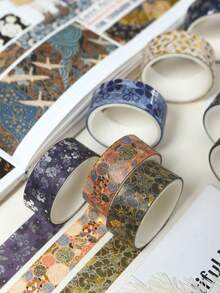 10 Rolls/Box, Vintage Botanical Flowers Pattern Washi Tape, Fashionable Hot Stamping And Silver Stamping Design Exquisite Chinese Style Pattern Decorative Tape, DIY Envelope And Greeting Card Making Scrapbook Decorative - Multicolor - View 4